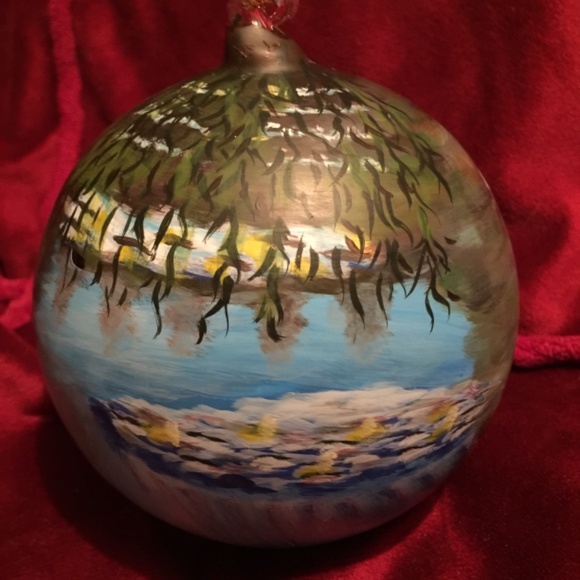 Bloomingdales Impressionists painted glass ornament New Vintage nature landscape - Picture 2 of 9